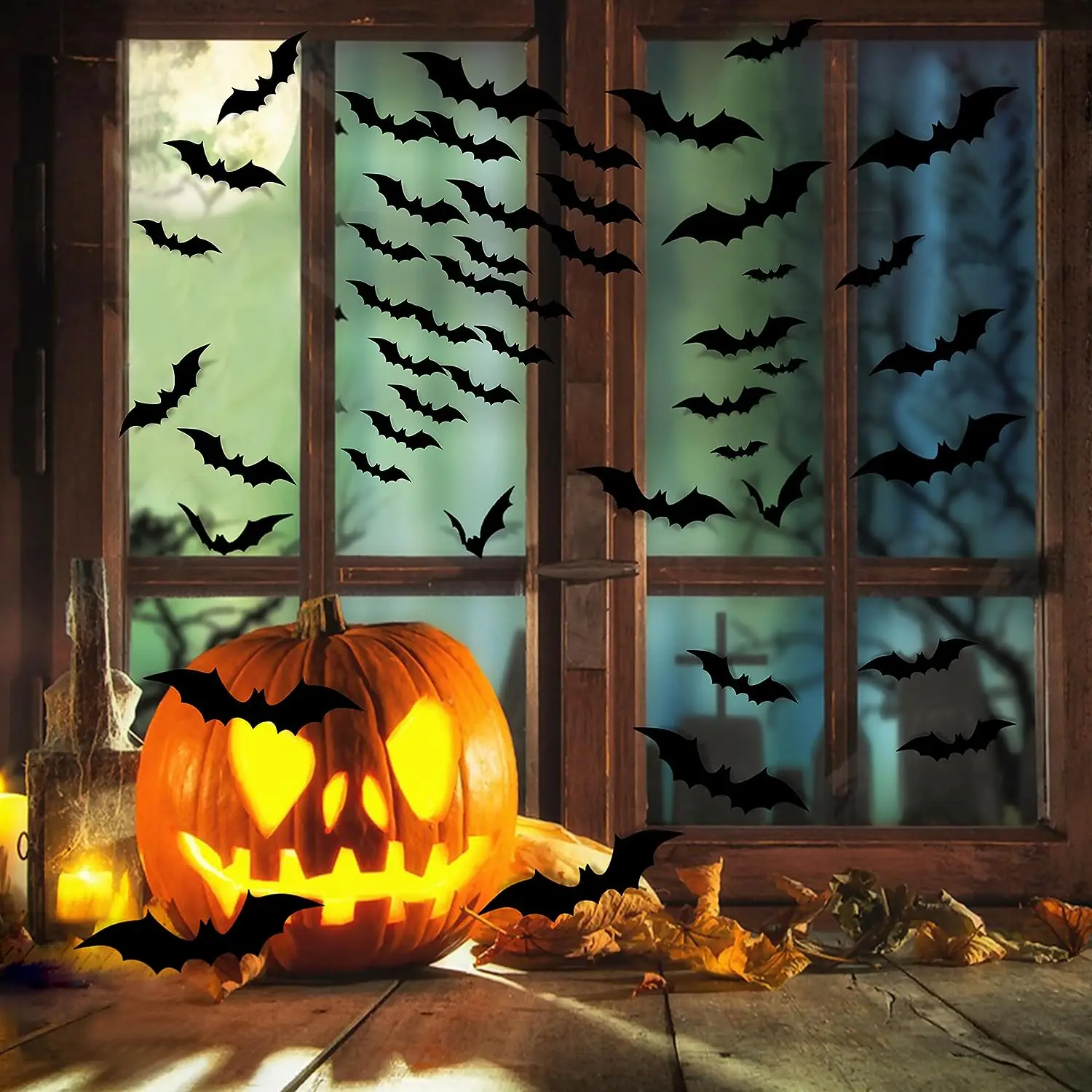 Halloween Decor, Bats Halloween Decorations Indoor Plastic Spooky Scary Creepy 3D Bat for Party Home Wall Window Gothic Decor