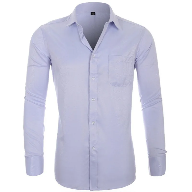

Мужская деловая классическая внутренняя одежда, повседневная однотонная рубашка с длинным рукавом, модная мужская рубашка