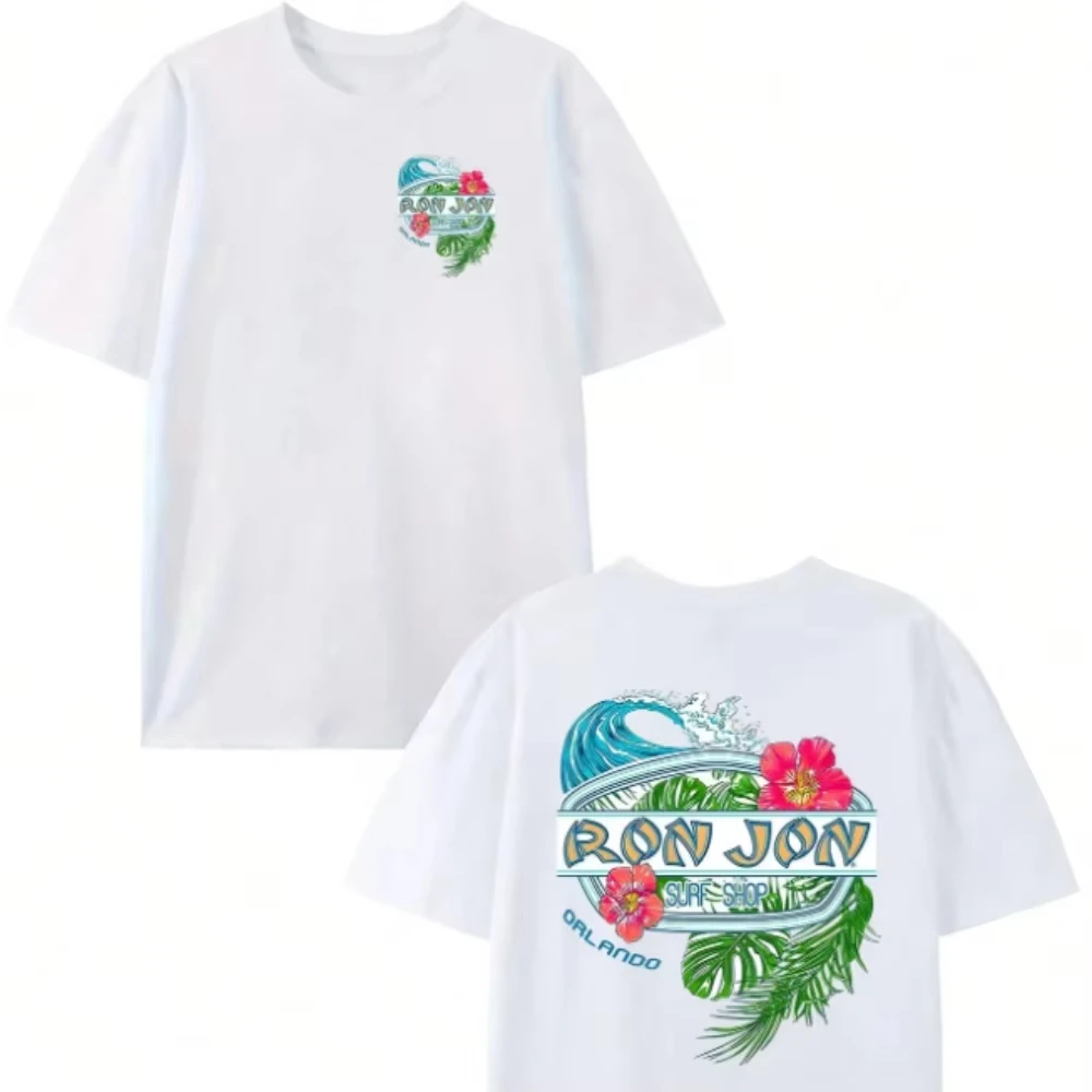 

Motorcycle 2025 summer tropical flower short-sleeved T-shirt pure cotton casual summer beach street breathable T-shirt