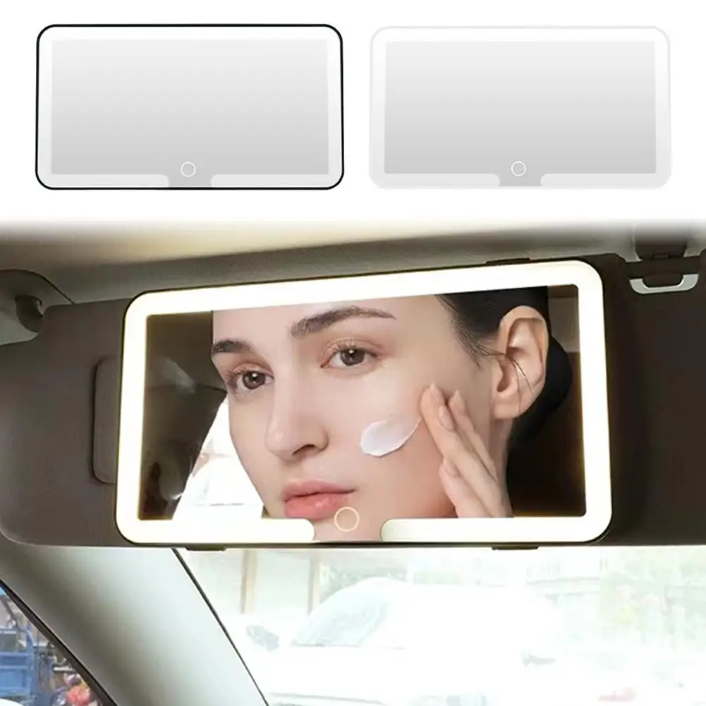 

Автомобильные внутренние зеркала с подсветкой, солнцезащитным козырьком, светодиодное HD зеркало для макияжа для девочек и женщин, заполняющее свет, универсальное авто косметическое зеркало