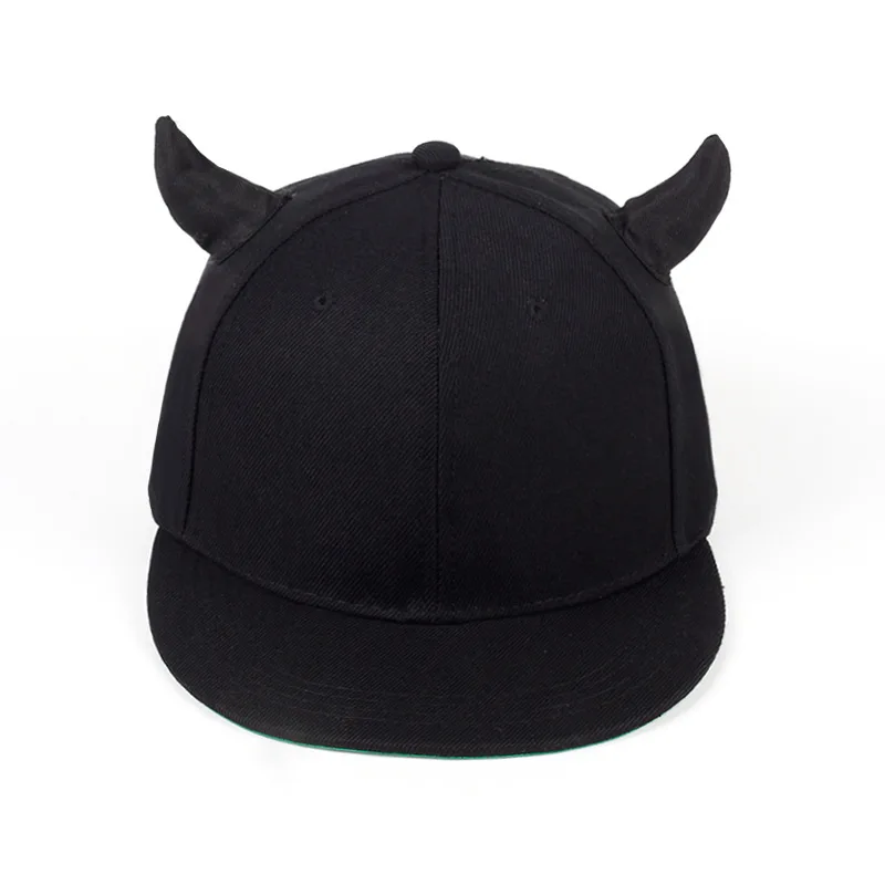 Cotton Punk Men Women Snapback Adjustable Baseball Cap Hip Hop Hat Black Devil Horns Cap Gorras Para Hombres Casquette Homme