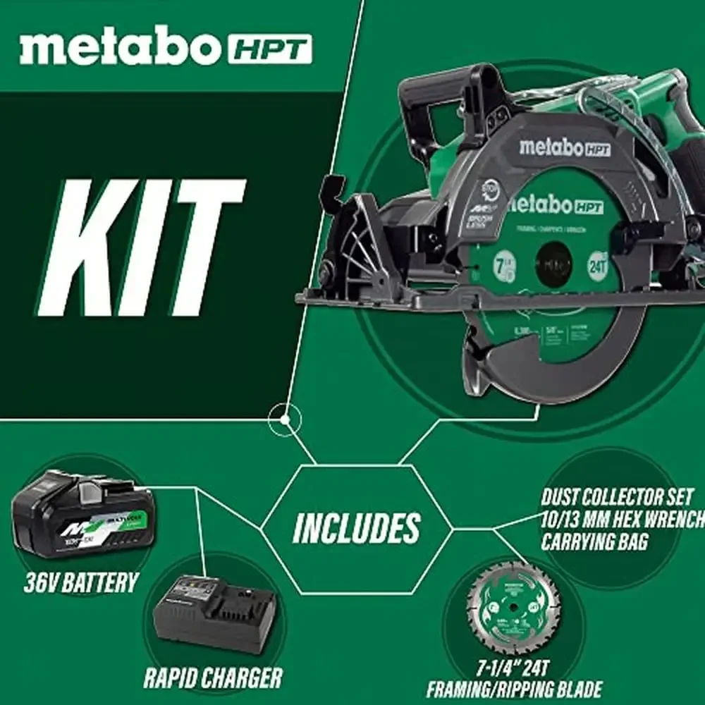 36V MultiVolt Lithium Ion Rear Handle Circular Saw Kit 7-1/4-Inch Blade 500 Cross Cuts Lightweight Cut up to 5 Layers OSB Quick