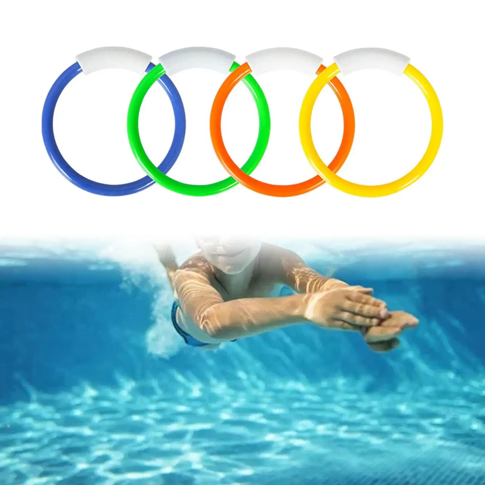 4Pcs Diving Rings for Pool, Pool Toy Gift Bulk Games Sinking Water Toys for Kids