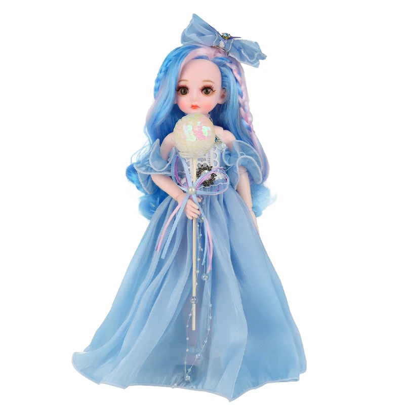 

1/6 Blue Girl Doll 32cm Height Doll Full Set 24 Joint Body Movable Pink Skin Lovely Girl's Birthday Gift Toys for Children