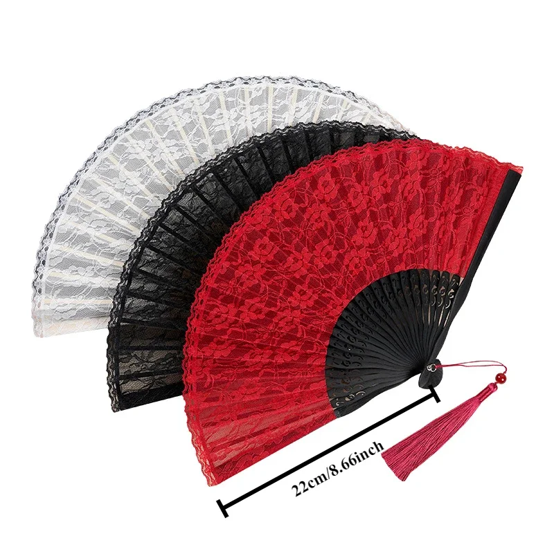 

Sexy Lace Retro Decorative Fan Bamboo Hand Held Fan Chinese Folding Fans Hanfu Cheongsam Japanese Home Decor Room Decoration
