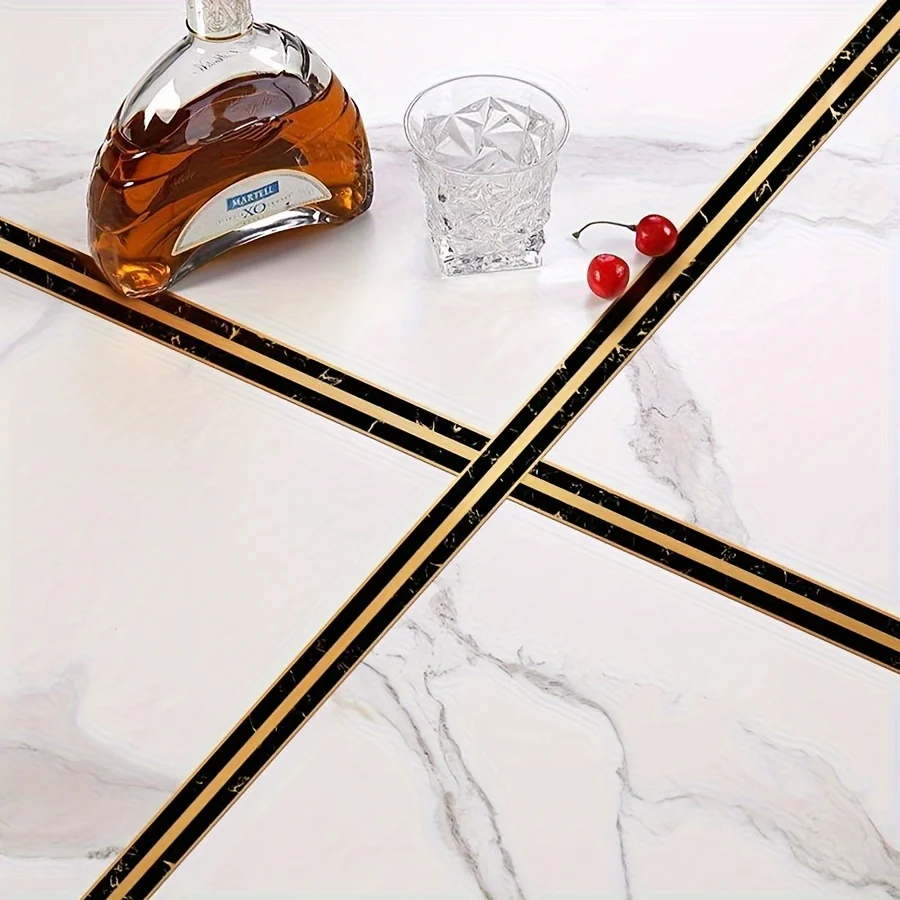 1 roll wall decoration ceramic tile gap black gold marble pattern tape 5M anti mold self-adhesive gap sealing tape