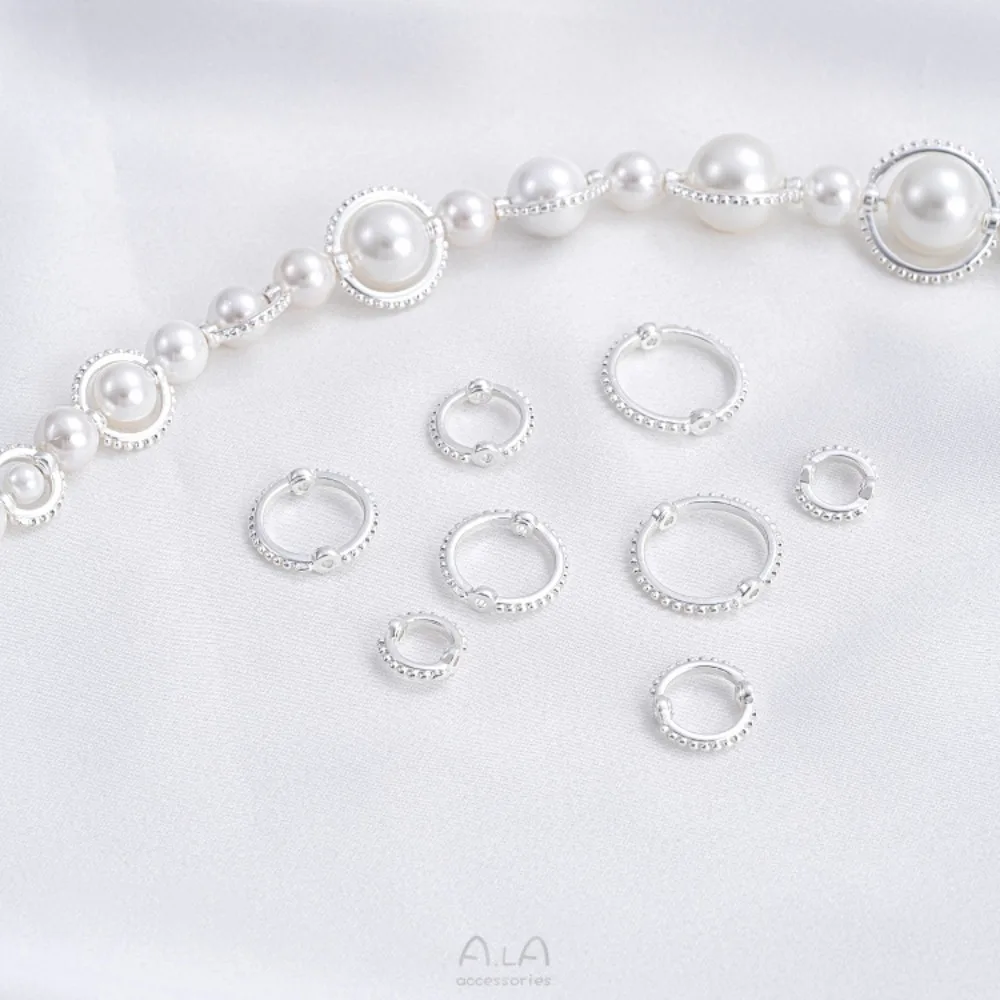 حقيبة نحاسية سميكة فضية تويست مجموعة حبة خاتم مشرق حقيبة فضية حبة حلقة اليدوية مطرز DIY بها بنفسك لؤلؤة كريستال مجوهرات اكسسوارات #4