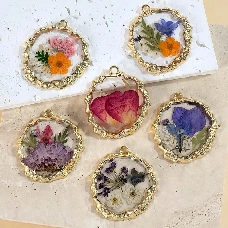 Min order 10pcs/lot color flowers core geometry Irregular rounds shape resin beads diy jewelry garment hair accessory