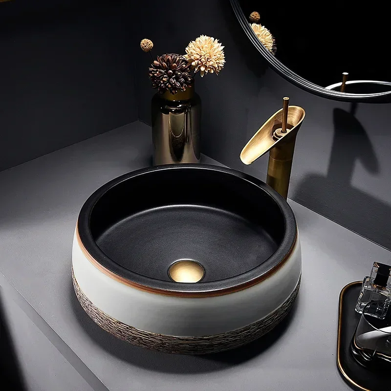 Antique Wash Basin Table Basin Retro Ceramic Washbasin Bathroom Art