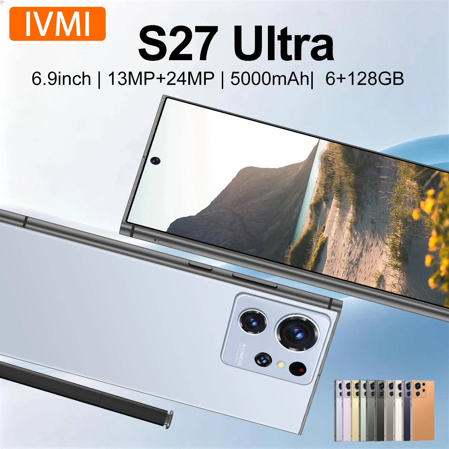 هاتف IVMI S27 الذكي الرخيص للغاية، إصدار عالمي، 6 جيجابايت + 128 جيجابايت، شاشة 6.9 بوصة، أندرويد 12، واي فاي، متجر جوجل بلاي، بطارية 5000 مللي أمبير، فتح بالوجه، هواتف محمولة 4G