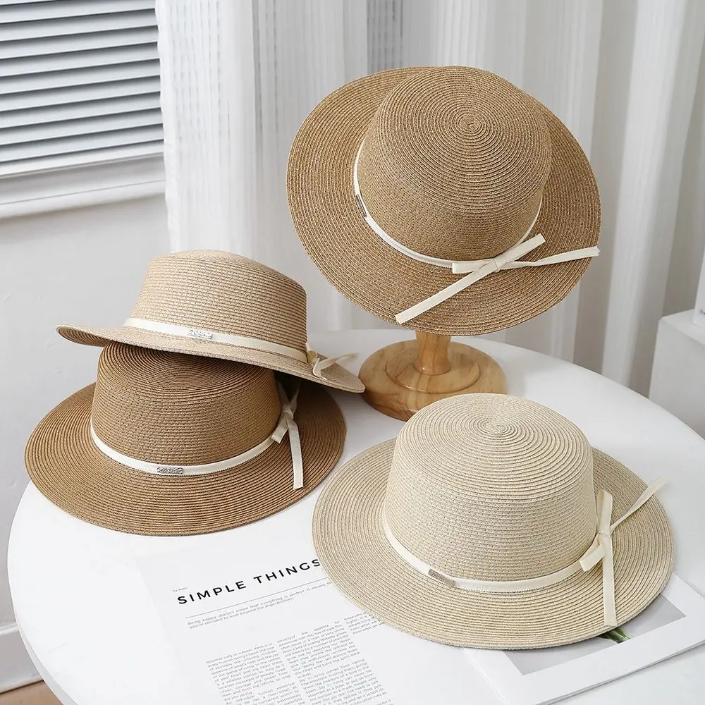 

2025 Spring - Summer: Women's Versatile Flat - Top Straw Sun Hat - Ideal for Outdoor Beach Travel & Sun Protection Beach Hat