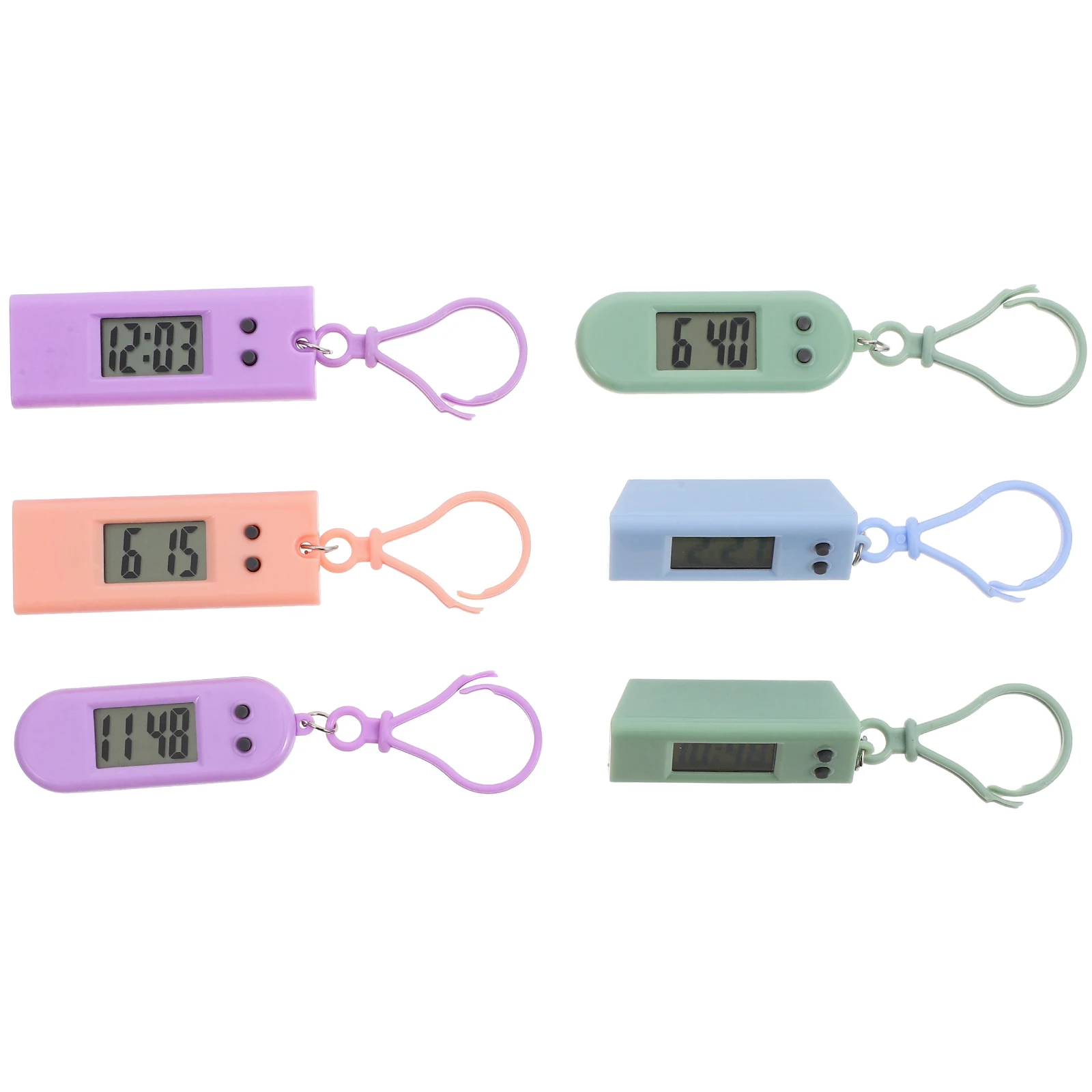 

6 Pcs Digital Watches Keychains Electronic Student Watch Hanging Clip on Kids Exam Pocket Watch Accessories High Quality Durable