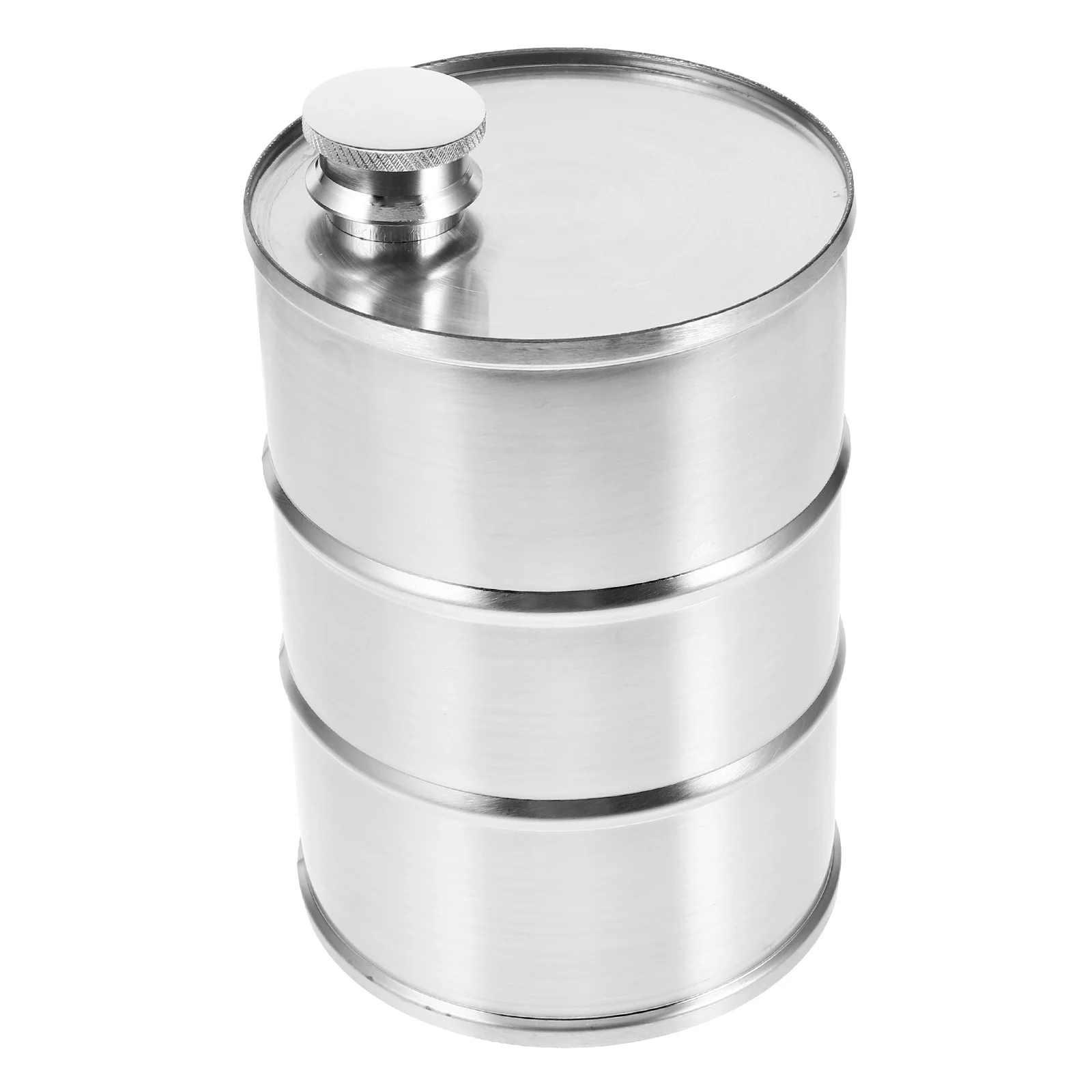 

304 Stainless Steel Oil Barrel Wine Flask 750ml Silver Metal Lid Travel Camping Drink Container Beverage Holder 25oz