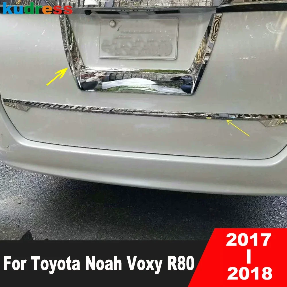

Rear Trunk Lid Cover Trim For Toyota Voxy Noah 80 2017 2018 Chrome Car Tailgate Door License Plate Panel Frame Trim Accessories