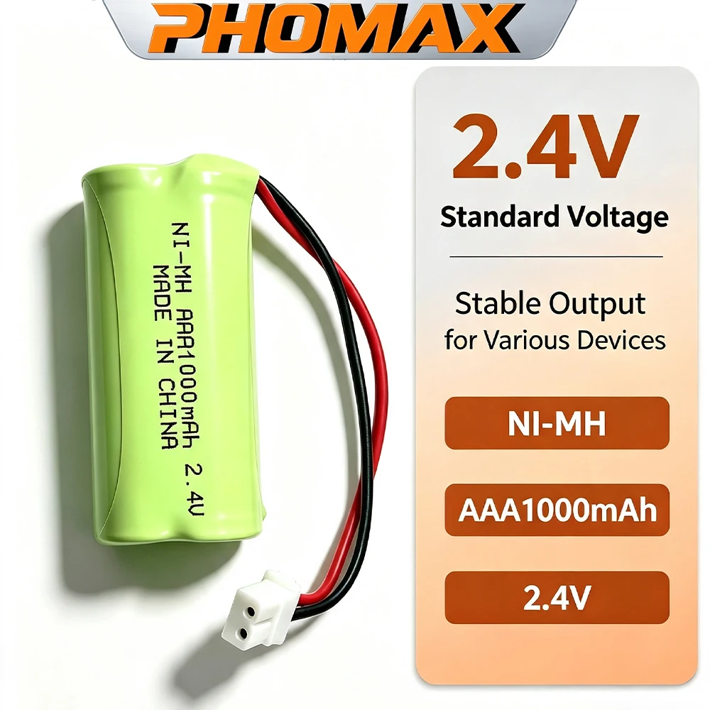 PHOMAX 2,4V 1000mAh AAA Ni-MH Akku für Schnurlostelefone, kompatibel mit BT183342 BT283342 BT266342 BT162342 BT262342 CS6609 CS6509 LS6325