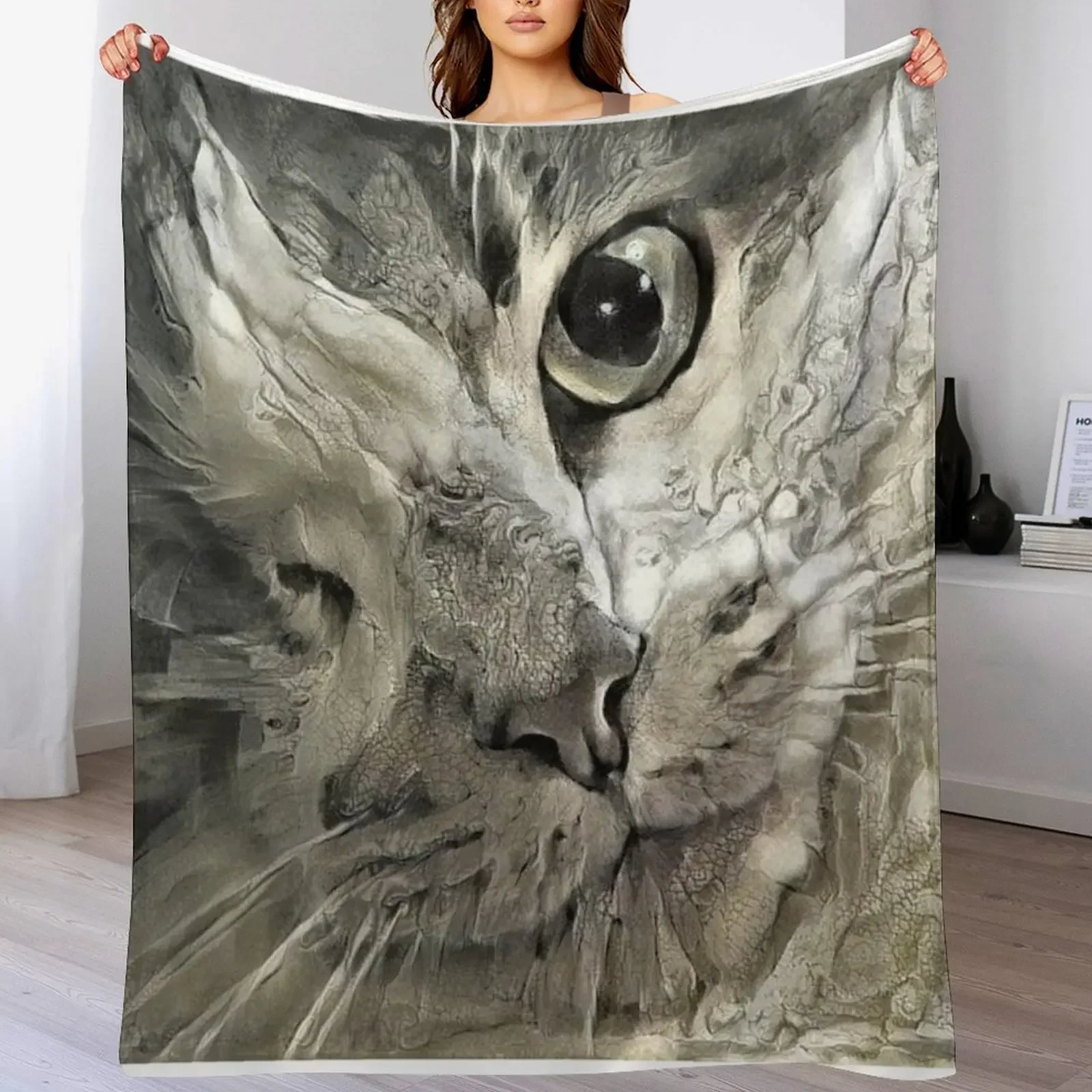New One-Eyed Cat (I) Throw Blanket Ultra Soft Flannel Fleece Blanket for All Seasons