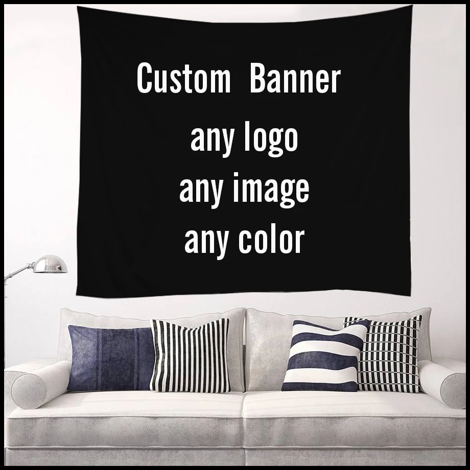 Drapeau personnalisé avec n'importe quel logo, n'importe quelle couleur, décoration murale publicitaire pour anniversaire, maison ou entreprise