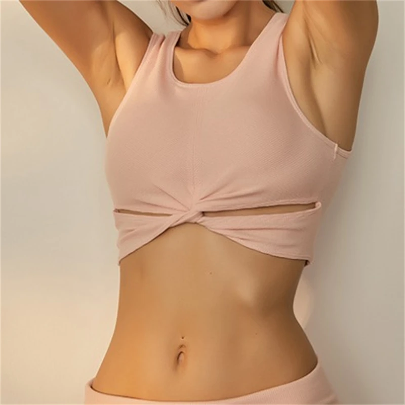 Canotta Yoga donna canotta traspirante Quick Dry Crop Top donna palestra reggiseno sportivo Outdoor Jogging abbigliamento Fitness Top sportivo