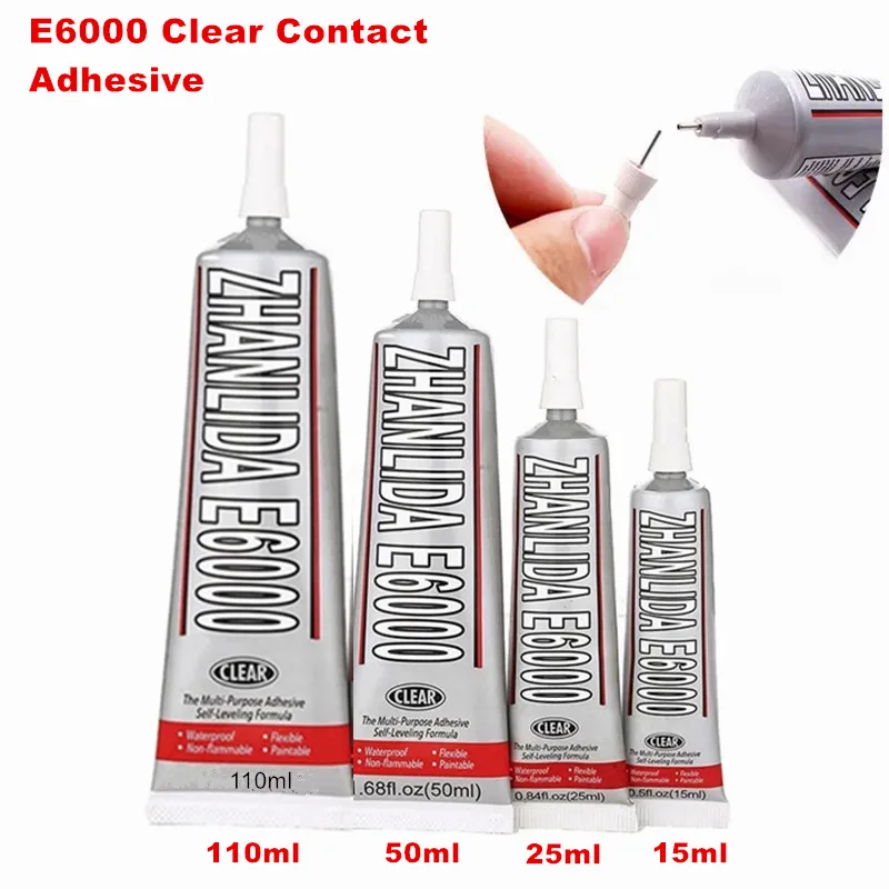 E6000 Clear Contact Adhesive For Jewelry Rhinestonne Crafts With Precision Applicator Tip - 110ml 50ml 25ml 15ml Glue