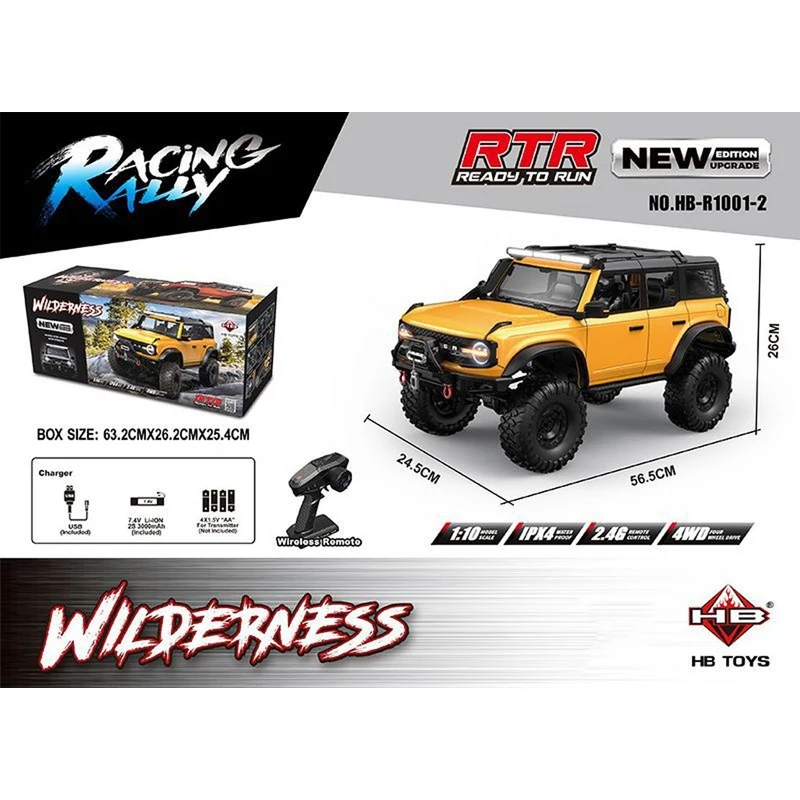 Rc Crawler 1/10 Rc Car 4wd Rtr Hb R1001 With Led 2.4g Electric Remote Control Rock Buggy Off-Road Vehicle Rc Cars For Adults Toy