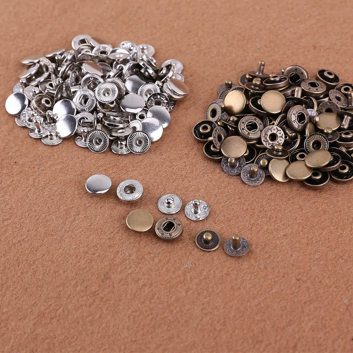 25pcs silver + 25 pcs bronze 10mm Snap Button Metal + tool set for leather handbags