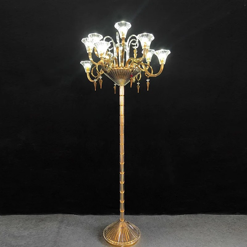 French Luxury Villa Living Room Sofa Edge Candle Floor Lamp Hotel Coffee Table Crystal Decorative Floor Standing Lamp