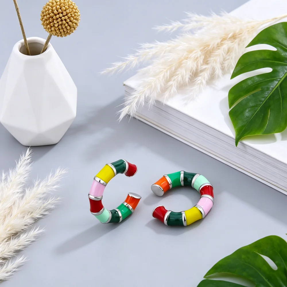Promotion Genuine 925 Sterling Silver Earrings For Women Girls Ear Clips Colorful Earring Jewelry Fine Lady Silver Earrings Gift