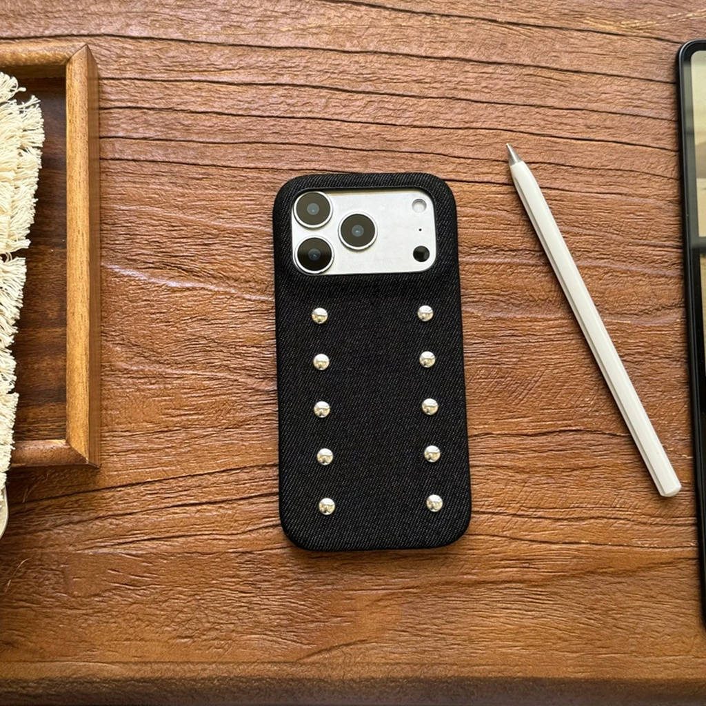 Retro Punk Style Cowboy Rivet With Artificial Leather Lanyard Shockproof Protective Phone Cover Case for iPhone 17 16 15 Pro Max view 4