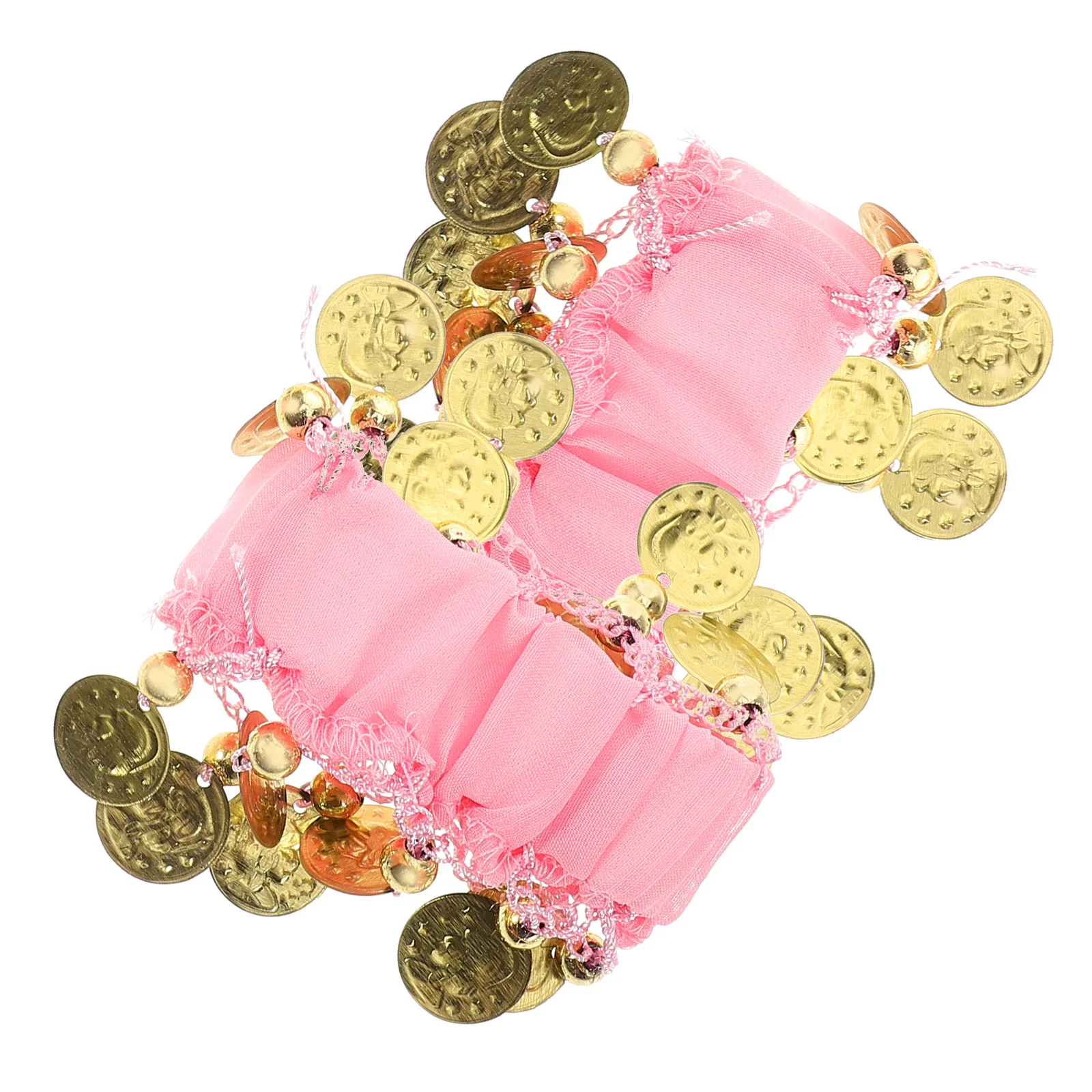 

2Pcs Belly Dance Wristbands Chiffon Coin Bracelets Sequin Cuffs Performance Dance Costume Accessories Stage Jewelry