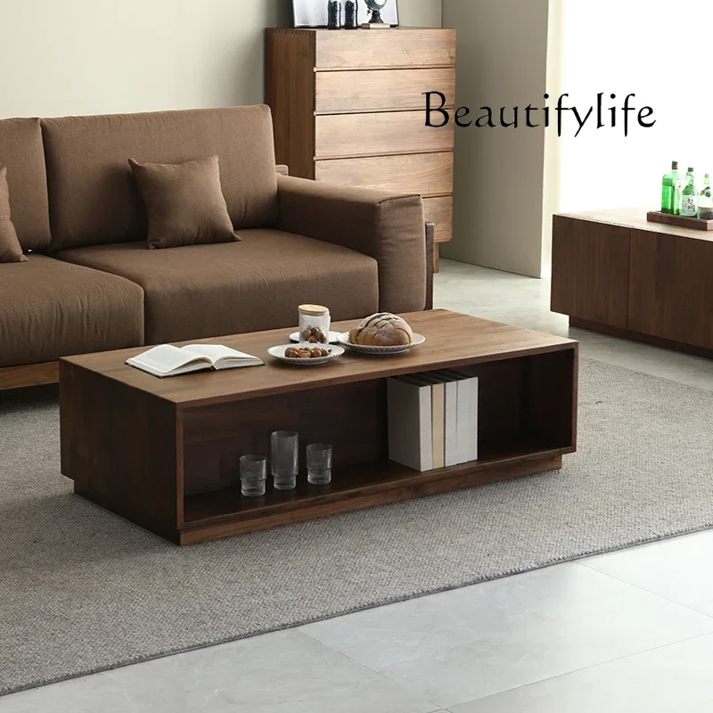 

muebles para hogar North America Black Walnut Wooden Tea Table Nordic Solid Wood Tea Table Simple Modern Double-Sided Rectangula