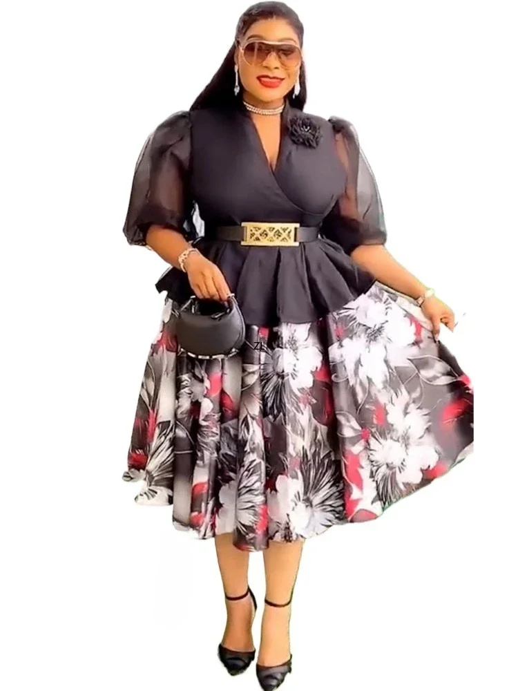

African Party Dresses For Women Fashion Dashiki Ankara Wedding Evening Gown Elegant Turkey Muslim