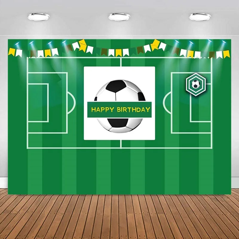 Soccer Boy Birthday Photography Backdrop for Boy Birthday Party Decoration Banner Adult Baby Stadium Auditorium Light Background