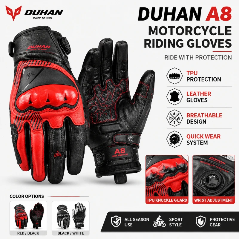 Motorcycle Glove Knuckle - DUHAN A8 Motorcycle Riding Gloves Men