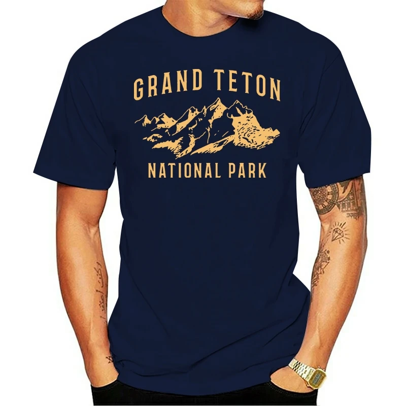 Men's 100% Cotton T-Shirt Popular Best Grand Teton National Park Outdoor Camping Hiking Summer 100% Cotton Men's T-shirts