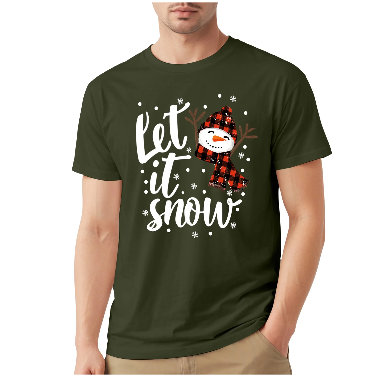 قمصان رجالية كبيرة وطويلة تي شيرت رجالي مرن برقبة دائرية وأكمام قصيرة مهرجان عيد الميلاد سعيد مشرق قمصان التنزه الرجال #3