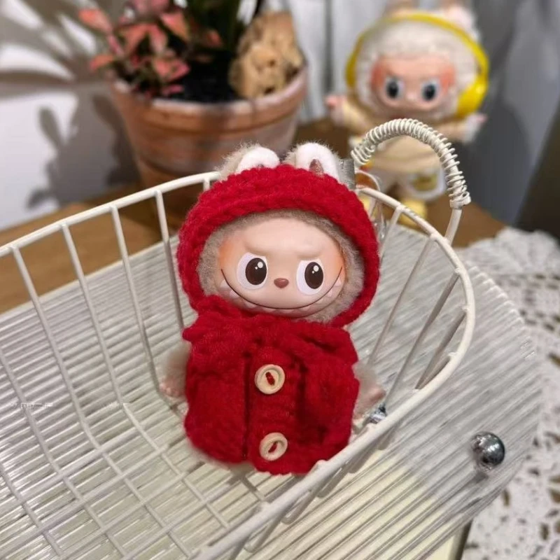 

Christmas Clothes For Labubu V4 Accessories Knitted with Hat Set For labubu 4.0 The Monsters Pin for Love Series Doll Outfit