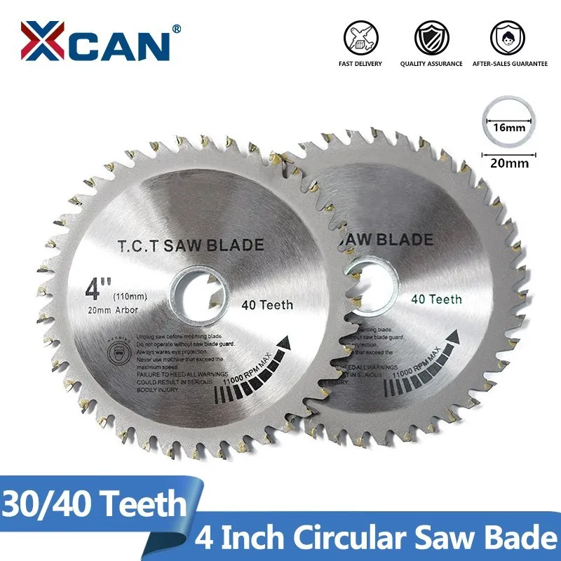 XCAN TCT Woodworking Circular Saw Blades 1pc 4\'\' 30/40 Teeth Multipurpose Wood Saw Blade Cutting Disc