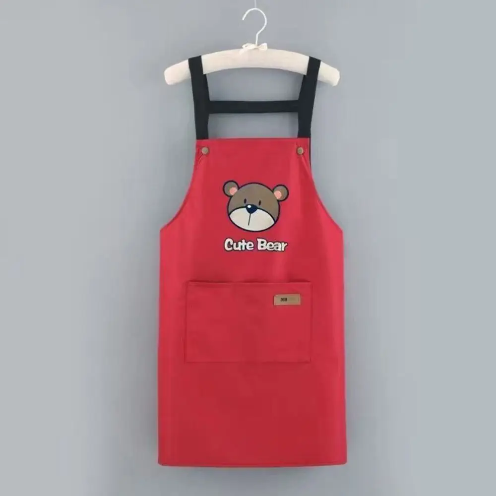 Comfortable Cute Bear Cartoon Cook Apron Oil Proof Easy to Clean Kitchen Apron Waterproof Restaurant Uniform Household Use