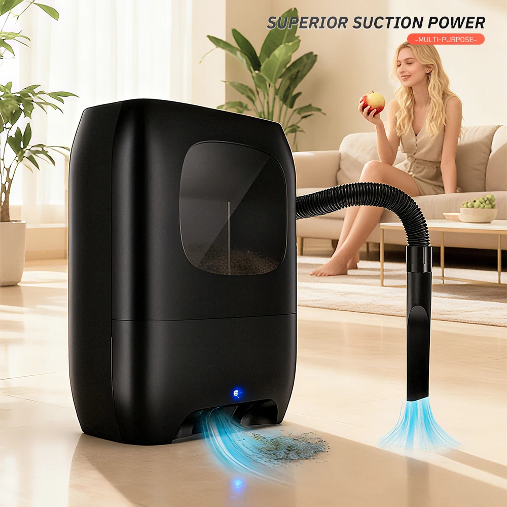 Automatic Dustpan Vacuum Cleaner with 4-Layer Pre-Motor Filter Large Dustbin - Floor Cleaning Helper with Vacuum Dust Bucket