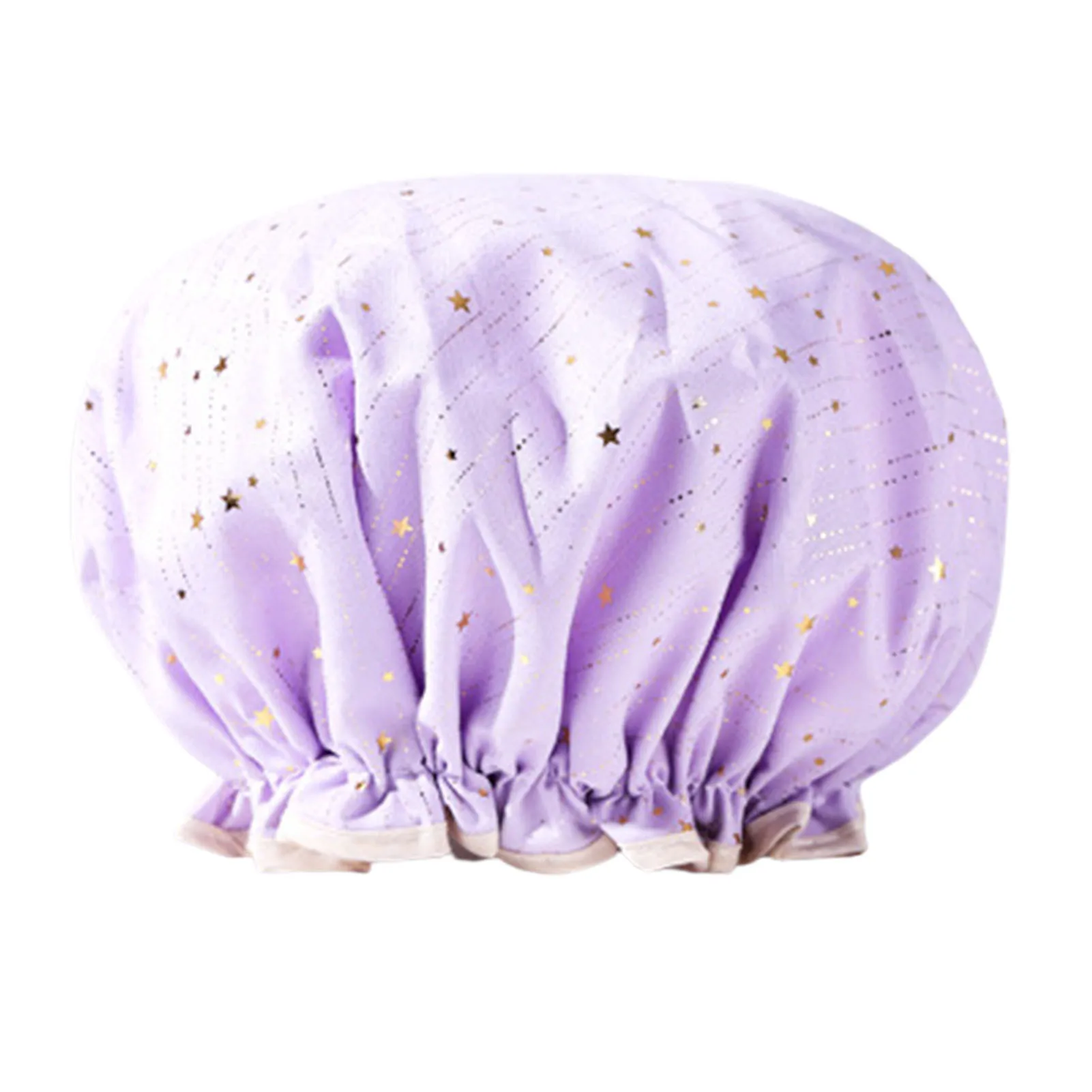 Double Layers Waterproof Shower Caps Elastic Band Bath Caps With Ruffled Edge for Girls All and Women