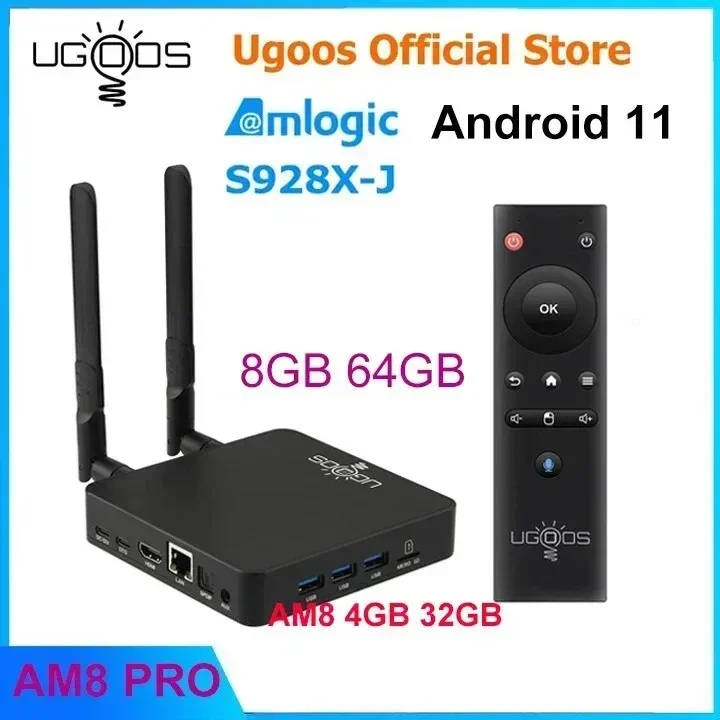 Ugoos AM8 Pro 8GB 64GB AM8 4GB 32GB Smart TV Box Android 11 Amlogic S928X-J 8GB 64GB WiFi6 BT5.3 1000M Set Top Box AV1 Dolby