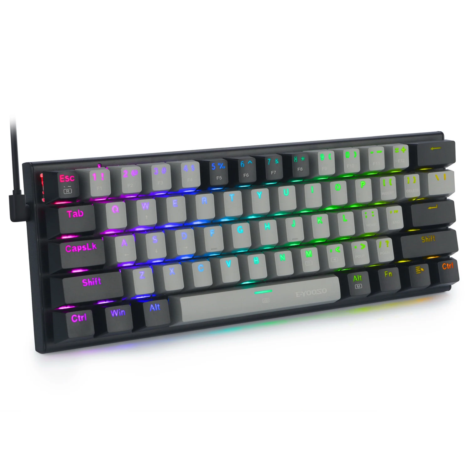 Z-11 USB Wired 60% Mechanical Gaming Keyboard , E-Yooso 61 Keys RGB Backlit Outemu Switch For Computer Office Game ,Black