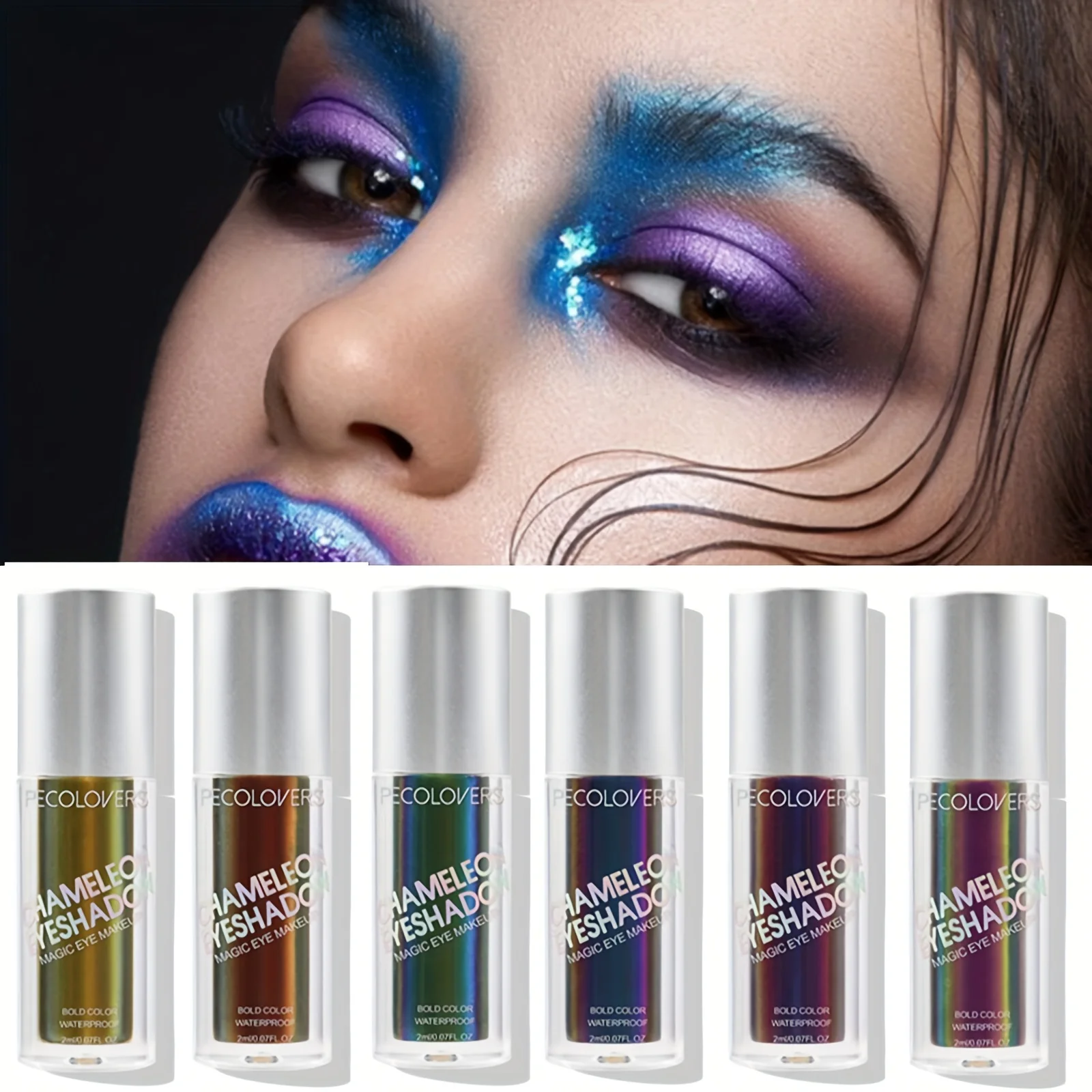 6 Color Shiny Metallic Glossy Face Decorating Liquid Eyeshadow Metallic Lipstick Optical Chameleons Eye Glitter High Pigment