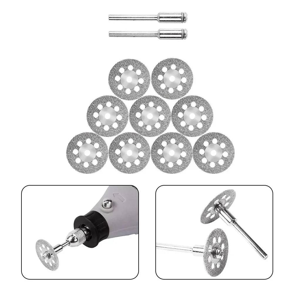 Rueda de corte de diamante de 22mm con mandril de 3mm, hoja de sierra Circular, herramienta eléctrica de corte, muelas abrasivas de adhesión, 10 Uds.