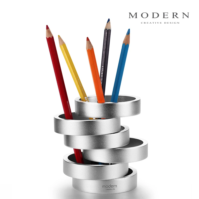Modern High-grade Aluminum Alloy Creative Pen Holder  Desktop Stationery Container Desk Organizer image 3