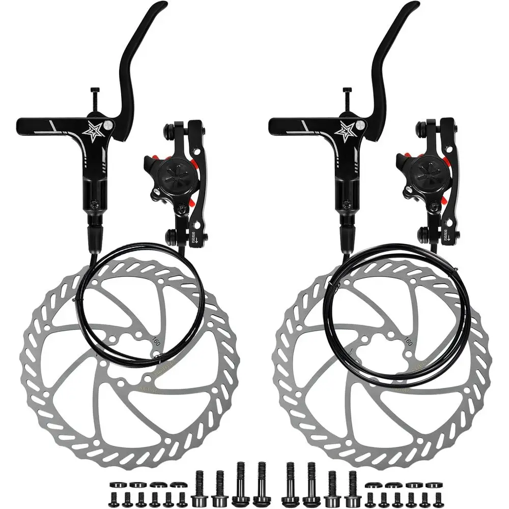 

Aluminum Alloy 2-Piston Hydraulic Disc Brakes for Folding/E-Bikes, Scooter, Fat Bikes - 160mm Disc, with Tools