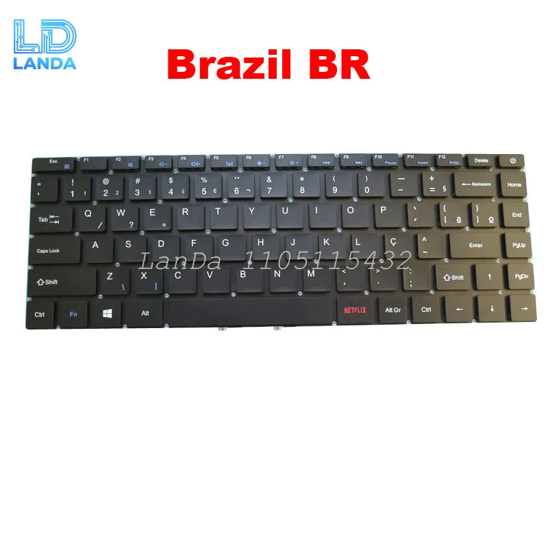 Laptop Keyboard For GHIA Libero Elite LFI3H LFI5H Brazilian BR With NETFLIX Key Black Without Frame New