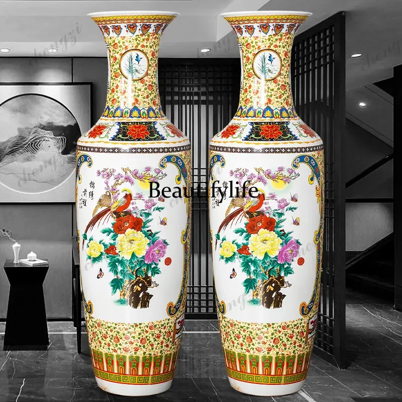 DD182Floor-to-ceiling flower arrangement large vase large diameter living room decoration ceramic handicraft ornament