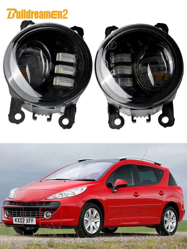 Ensemble de phares antibrouillard à lentille LED 30W H11, 2 pièces, pour pare-choc avant de voiture, lumière du jour pour Peugeot 207 CC SW Hatchback 2006 – 2012
