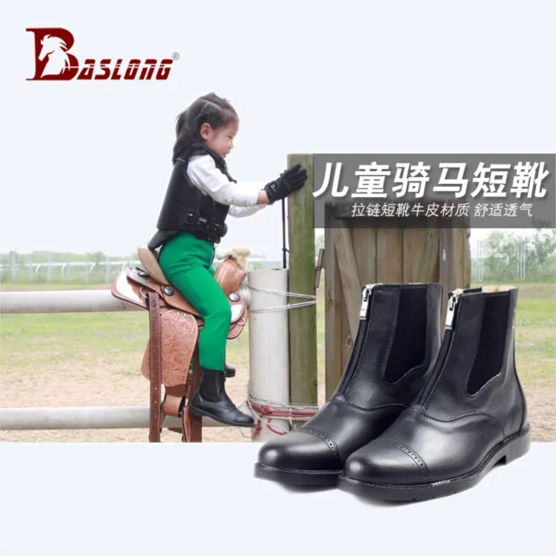 конный спорт Adult Children's Cowhide Equestrian Riding Boots Breathable And Non Slip Knight Single Shoe Durable Riding Boots